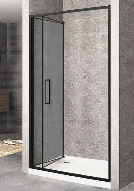 Drzwi wnękowe prysznicowe składane Rapid Fold czarne (1)