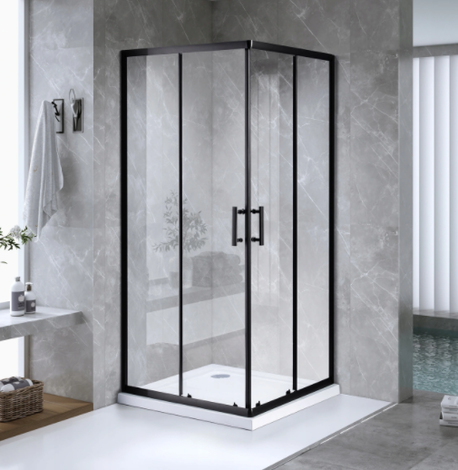 Kabina prysznicowa rozsuwana AR Black szkło transparentne (1)