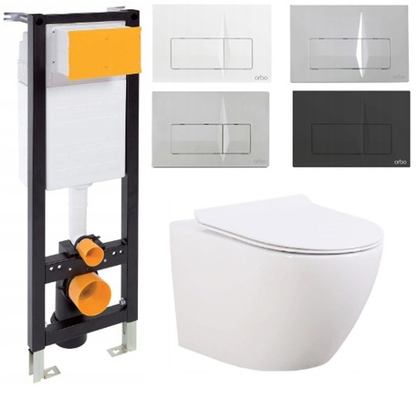 Zestaw Stelaż WC bardzo wąski 35cm + WC Primo Slim White + przycisk (1)