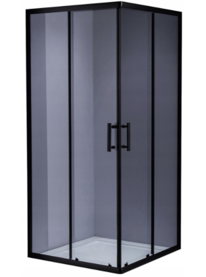 Kabina prysznicowa rozsuwana AR Black szkło dymione 80x80 (1)
